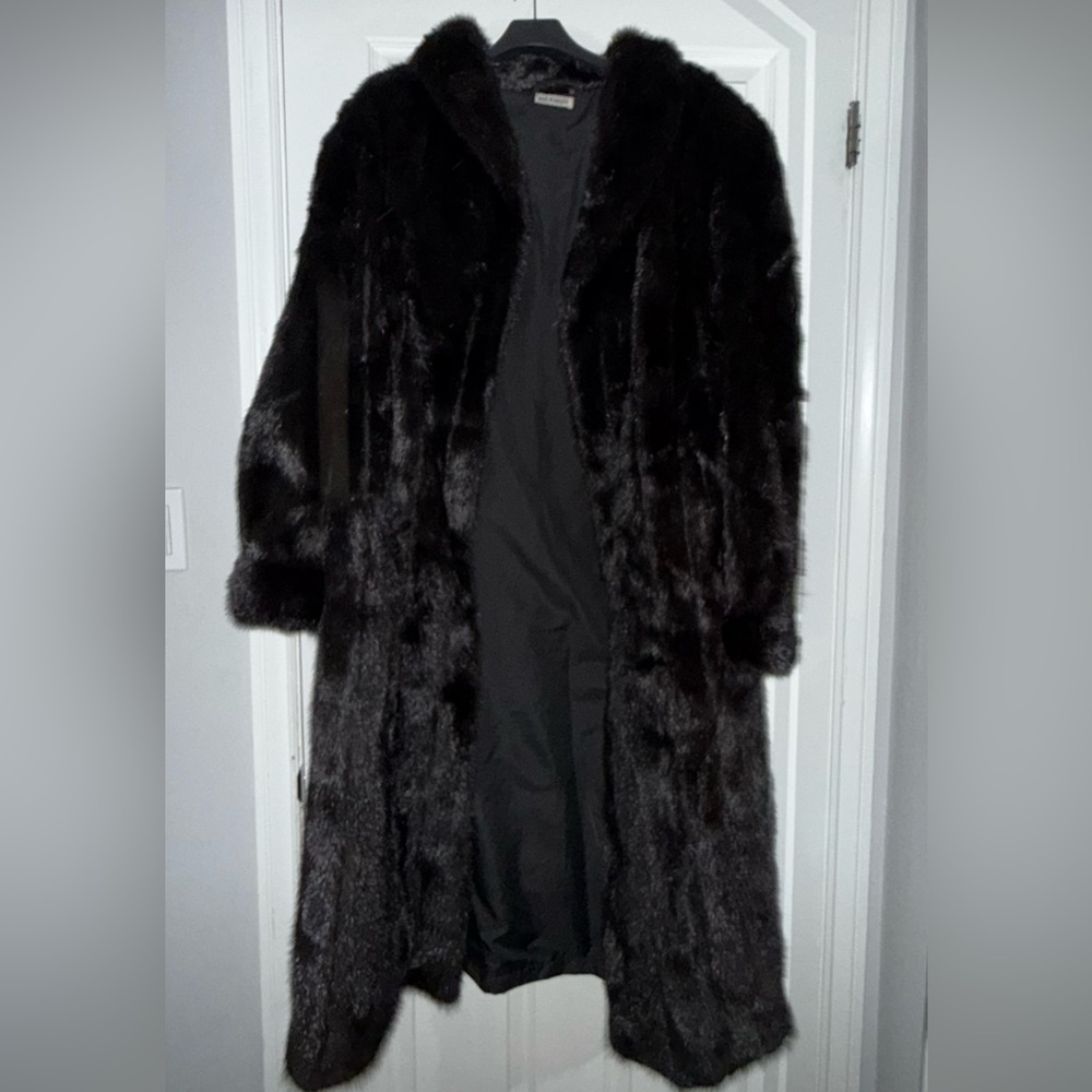 Luxurious Black Faux Fur Long Coat - Women's Jacket